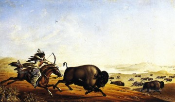  cazando Lienzo - Peter Rindisbacher xx Assiniboin cazando a caballo